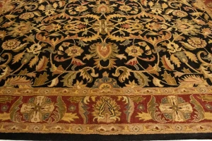 Black Floral Modern 8X11 Oriental Hand-Tufted Rug
