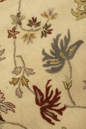 Cream Floral Modern 8X11 Oriental Hand-Tufted Rug