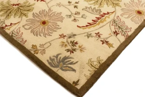 Cream Floral Modern 8X11 Oriental Hand-Tufted Rug