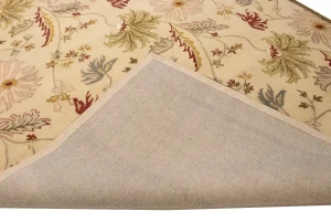 Cream Floral Modern 8X11 Oriental Hand-Tufted Rug