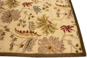Cream Floral Modern 8X11 Oriental Hand-Tufted Rug
