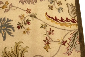 Cream Floral Modern 8X11 Oriental Hand-Tufted Rug