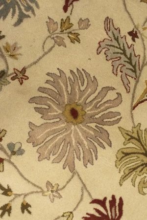 Cream Floral Modern 8X11 Oriental Hand-Tufted Rug