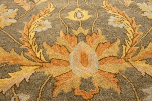 Tan Floral Modern 8X11 Oriental Hand-Tufted Rug