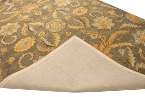 Tan Floral Modern 8X11 Oriental Hand-Tufted Rug