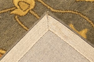 Tan Floral Modern 8X11 Oriental Hand-Tufted Rug