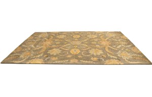 Tan Floral Modern 8X11 Oriental Hand-Tufted Rug