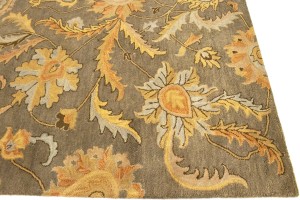Tan Floral Modern 8X11 Oriental Hand-Tufted Rug