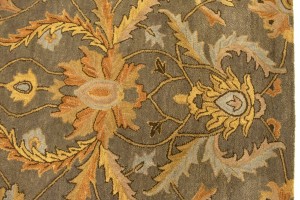 Tan Floral Modern 8X11 Oriental Hand-Tufted Rug