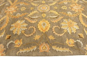 Tan Floral Modern 8X11 Oriental Hand-Tufted Rug