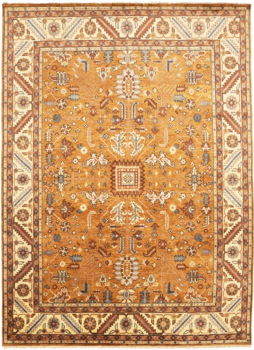 Ochre Floral Tribal 9X12 Indo-Mahal Oriental Rug