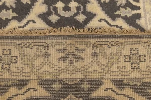 Charcoal Brown Floral 3X20 Oushak Oriental Runner Rug