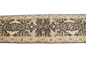 Charcoal Brown Floral 3X20 Oushak Oriental Runner Rug