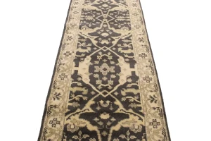 Charcoal Brown Floral 3X20 Oushak Oriental Runner Rug
