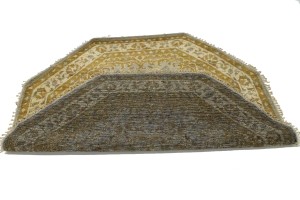 Tan & Gold Floral 6X6 Oushak Oriental Octagon Rug