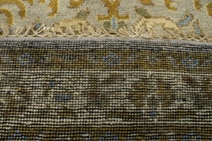 Tan & Gold Floral 6X6 Oushak Oriental Octagon Rug
