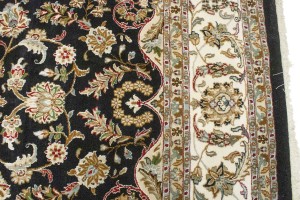 Black Floral 9X12 Indo-Nain Oriental Rug