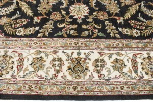 Black Floral 9X12 Indo-Nain Oriental Rug