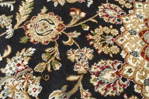 Black Floral 9X12 Indo-Nain Oriental Rug