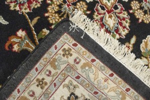 Black Floral 9X12 Indo-Nain Oriental Rug