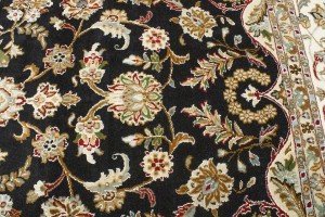 Black Floral 9X12 Indo-Nain Oriental Rug