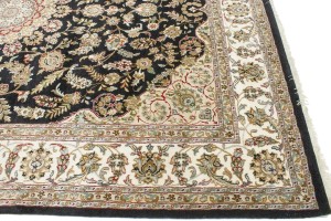 Black Floral 9X12 Indo-Nain Oriental Rug