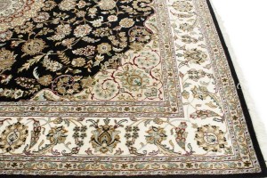 Black Floral 8X10 Indo-Nain Oriental Rug