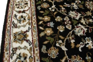 Black Floral 3X12 Indo-Nain Oriental Runner Rug