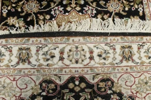Black Floral 3X12 Indo-Nain Oriental Runner Rug