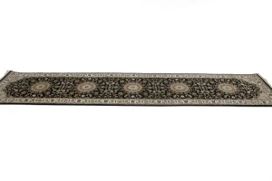 Black Floral 3X12 Indo-Nain Oriental Runner Rug