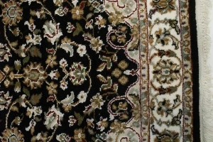 Black Floral 3X12 Indo-Nain Oriental Runner Rug