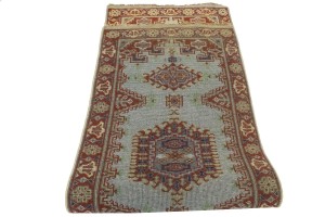 Cream Tribal 3X8 Indo-Viss Oriental Runner Rug