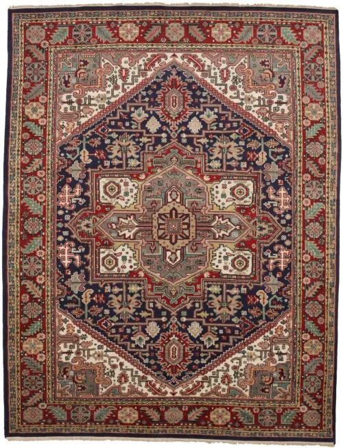 Dark Purple-navy Floral 9X11'5 Heriz Serapi Oriental Rug