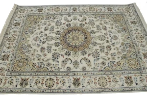 Cream Floral 5X7 Indo-Nain Oriental Rug