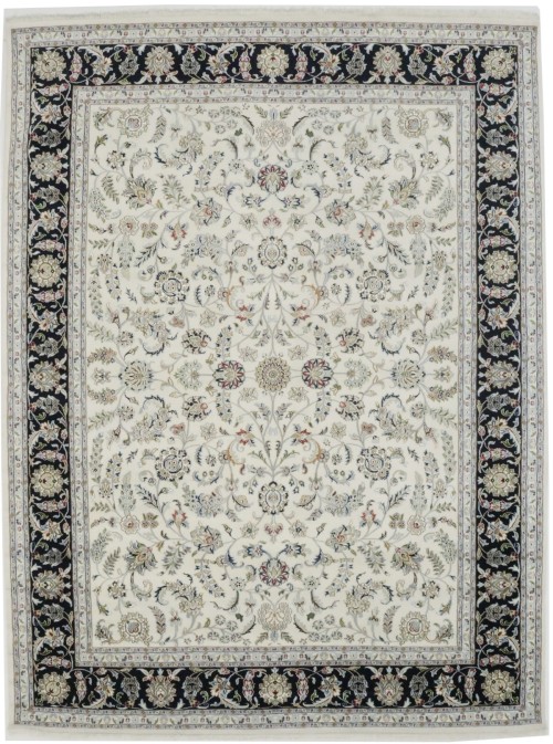 Cream Floral 9X12 Indo-Nain Oriental Rug