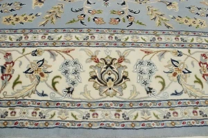 Light Blue Floral 9X12 Indo-Nain Oriental Rug