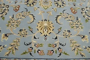 Light Blue Floral 9X12 Indo-Nain Oriental Rug