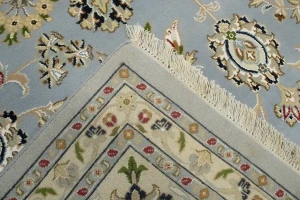 Light Blue Floral 9X12 Indo-Nain Oriental Rug
