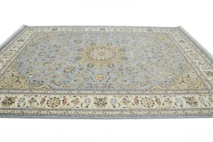 Light Blue Floral 9X12 Indo-Nain Oriental Rug