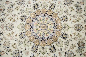 Cream Floral 9X12 Indo-Nain Oriental Rug