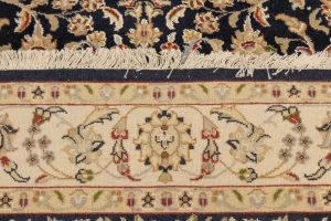 Dark Navy Floral 4X6 Indo-Nain Oriental Rug