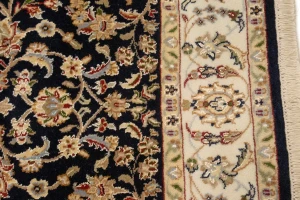 Dark Navy Floral 4X6 Indo-Nain Oriental Rug