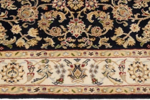 Dark Navy Floral 4X6 Indo-Nain Oriental Rug