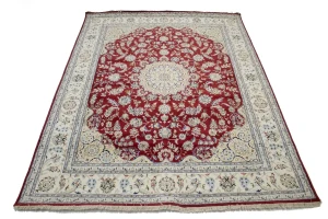 Red Floral 8X10 Indo-Nain Oriental Rug