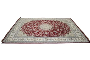 Red Floral 8X10 Indo-Nain Oriental Rug