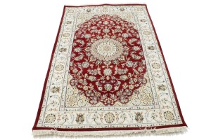Red Floral 4X6 Indo-Nain Oriental Rug