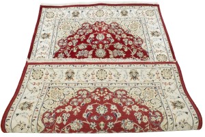 Red Floral 4X6 Indo-Nain Oriental Rug