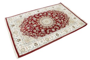 Red Floral 4X6 Indo-Nain Oriental Rug