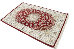 Red Floral 4X6 Indo-Nain Oriental Rug