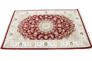 Red Floral 4X6 Indo-Nain Oriental Rug